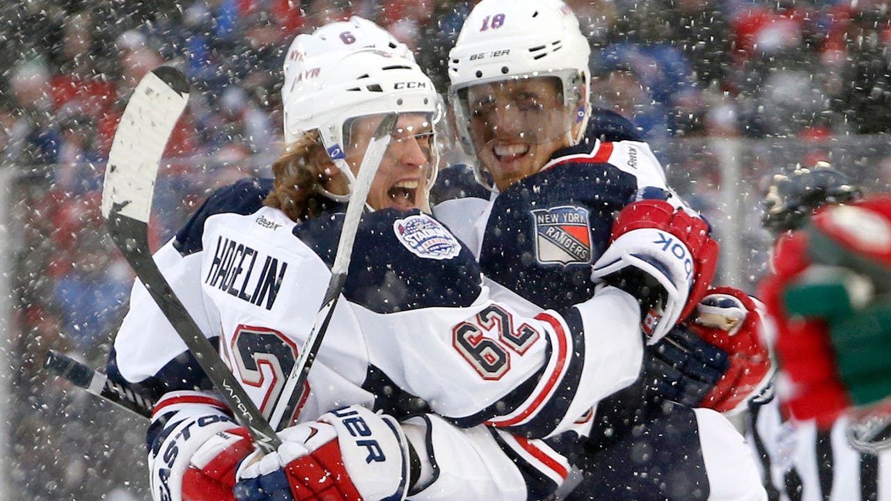 Rangers score 6 straight, top NJ in cold and snow